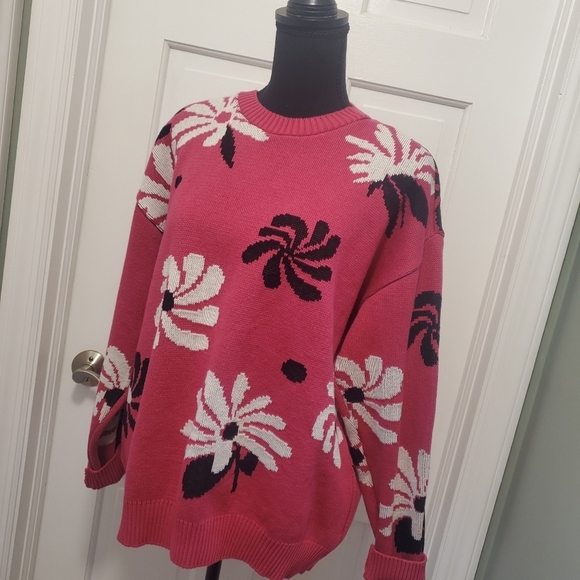 For DAYS PINK Floral Print Oversized Sweater 100% Organic Cotton Size Medium - Picture 7 of 10